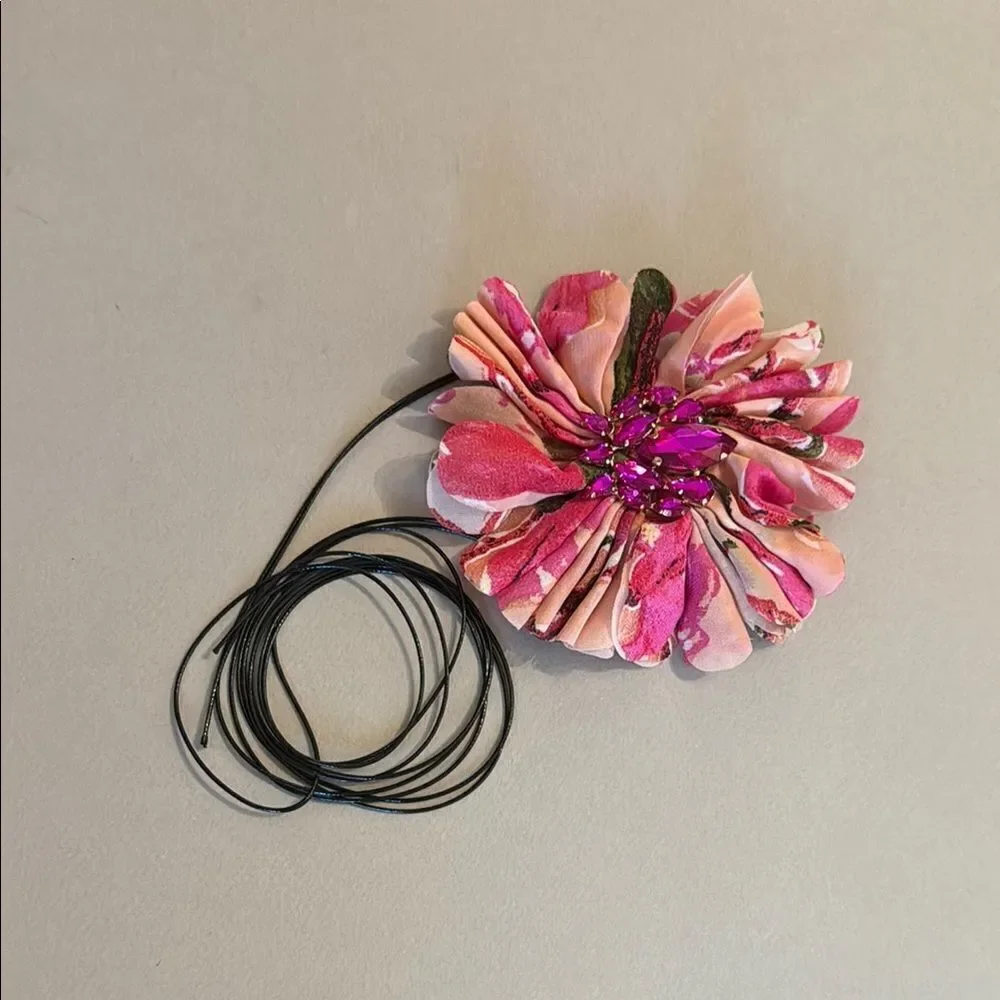 Pink Floral Pendant Necklace M499